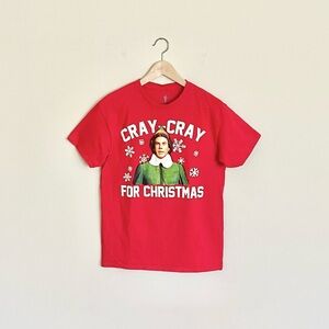 ELF Movie “Cray-Cray For Christmas” Graphic Red T Shirt Adult size Medium